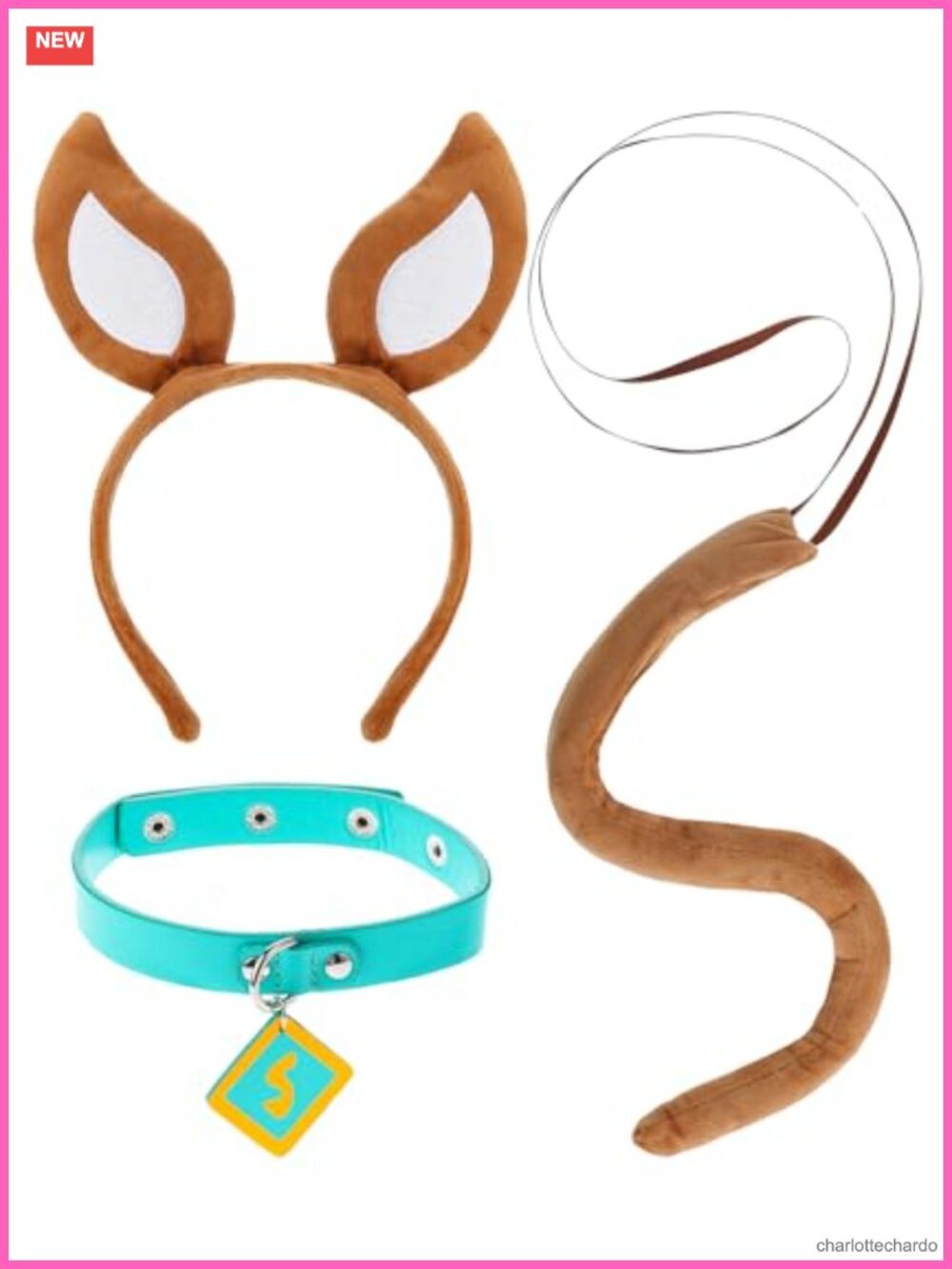 3Pc Halloween Dog Costume Set Ears Headband Tail Collar Cosplay Party